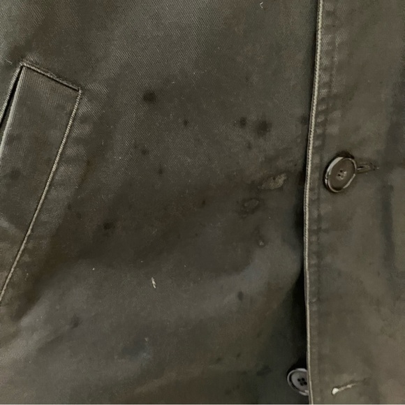 VTG Aberdeen Men’s Chore Barn Coat Jacket Sz. L Olive Green Leather Collar - Picture 7 of 11